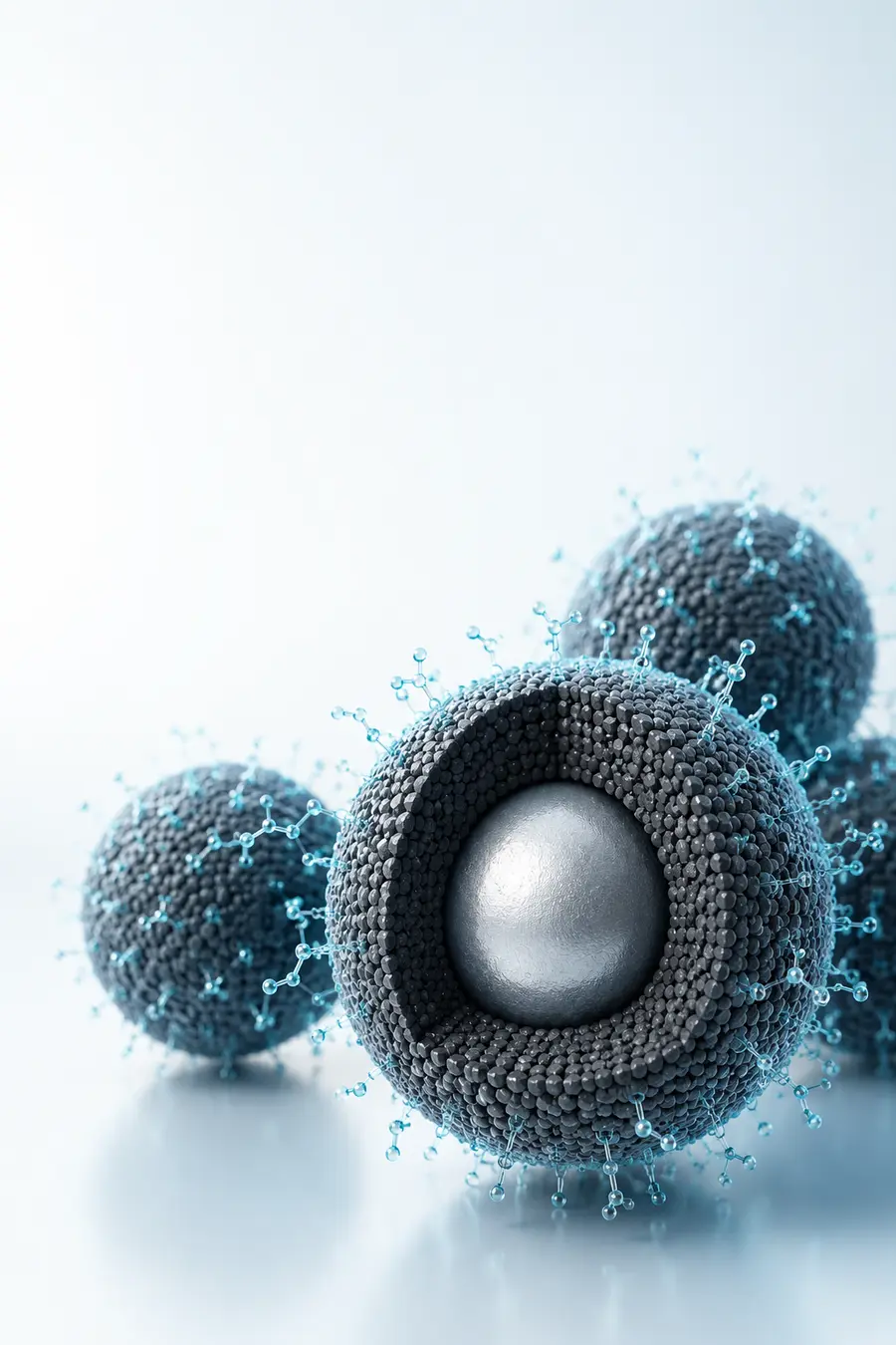 Ag core and iron oxide shell magnetoplasmonic nanobead concept illustration
