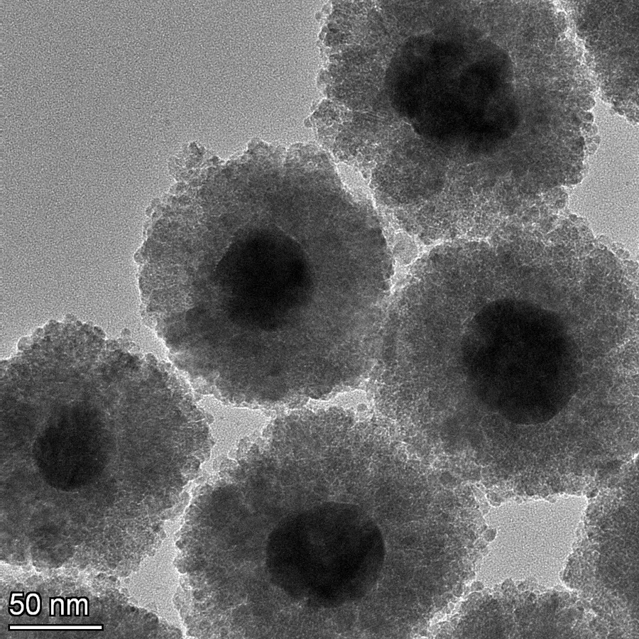 Ag@Fe3O4 magnetoplasmonic nanobead TEM image
